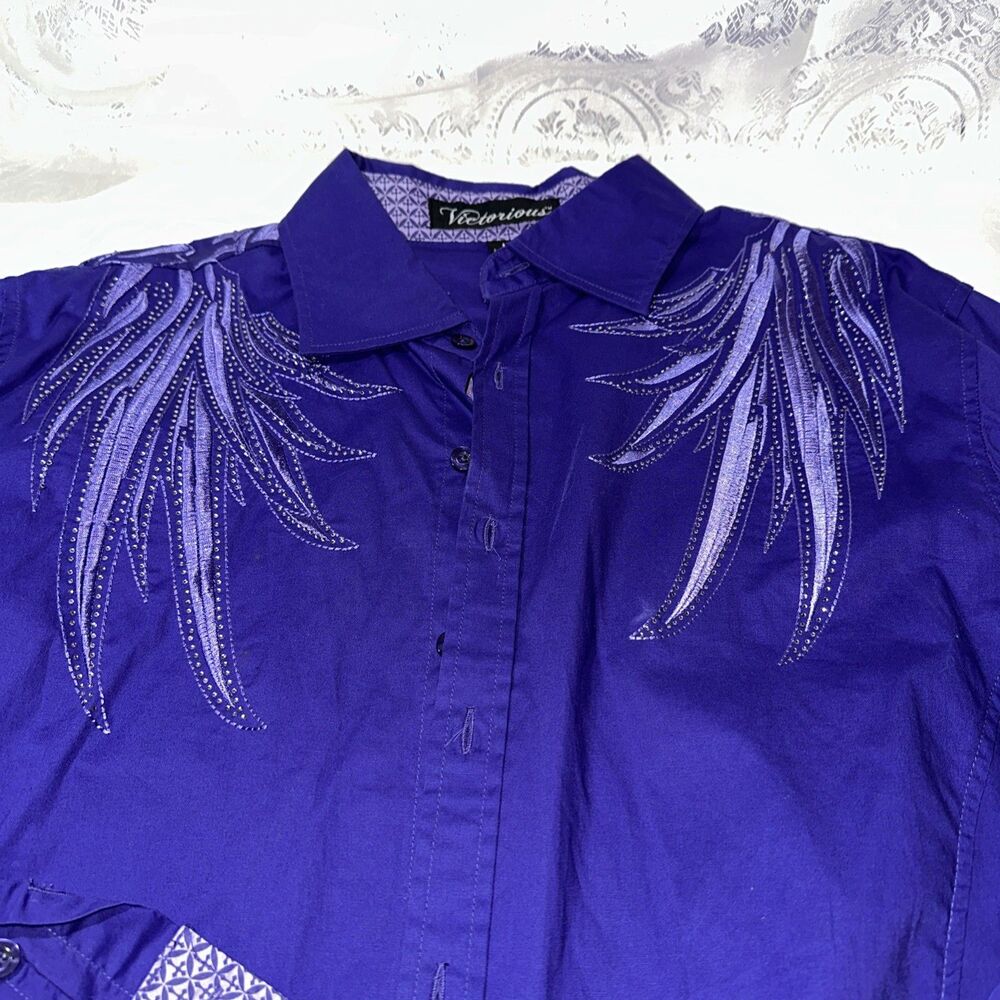 Victorious Purple Tribal Design Long Sleeve Shirt Size L